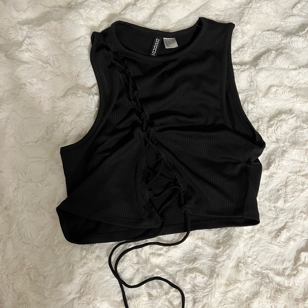 H&M Lace up Front Top